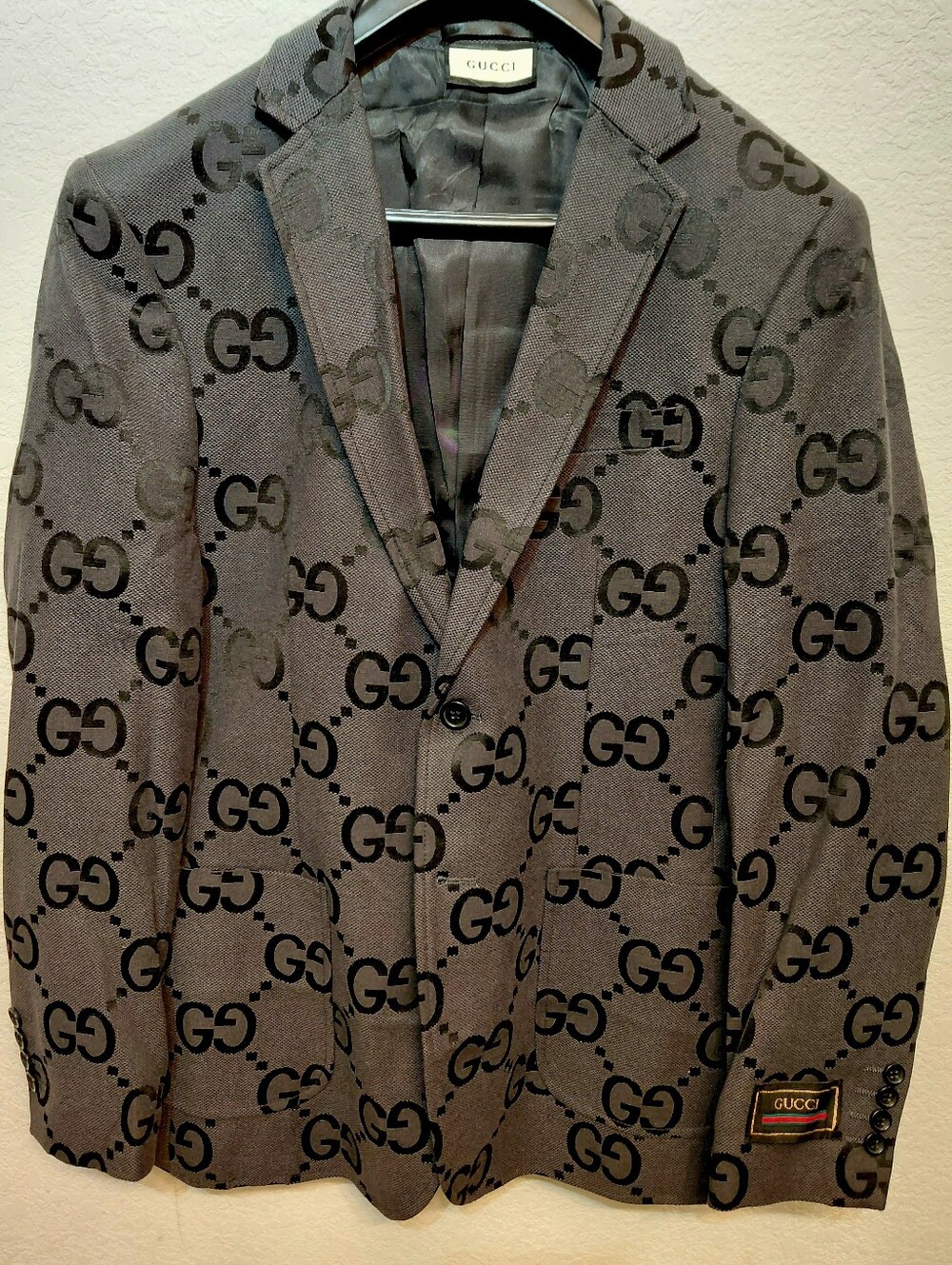 Gucci GG Monogram Cotton Blend European Suit Blazer US 42R